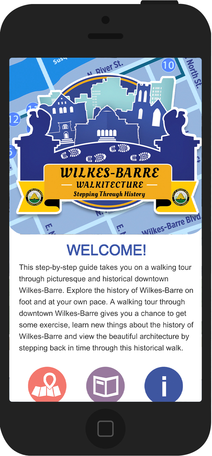 Wilkes-Barre Walkitecture app home screen