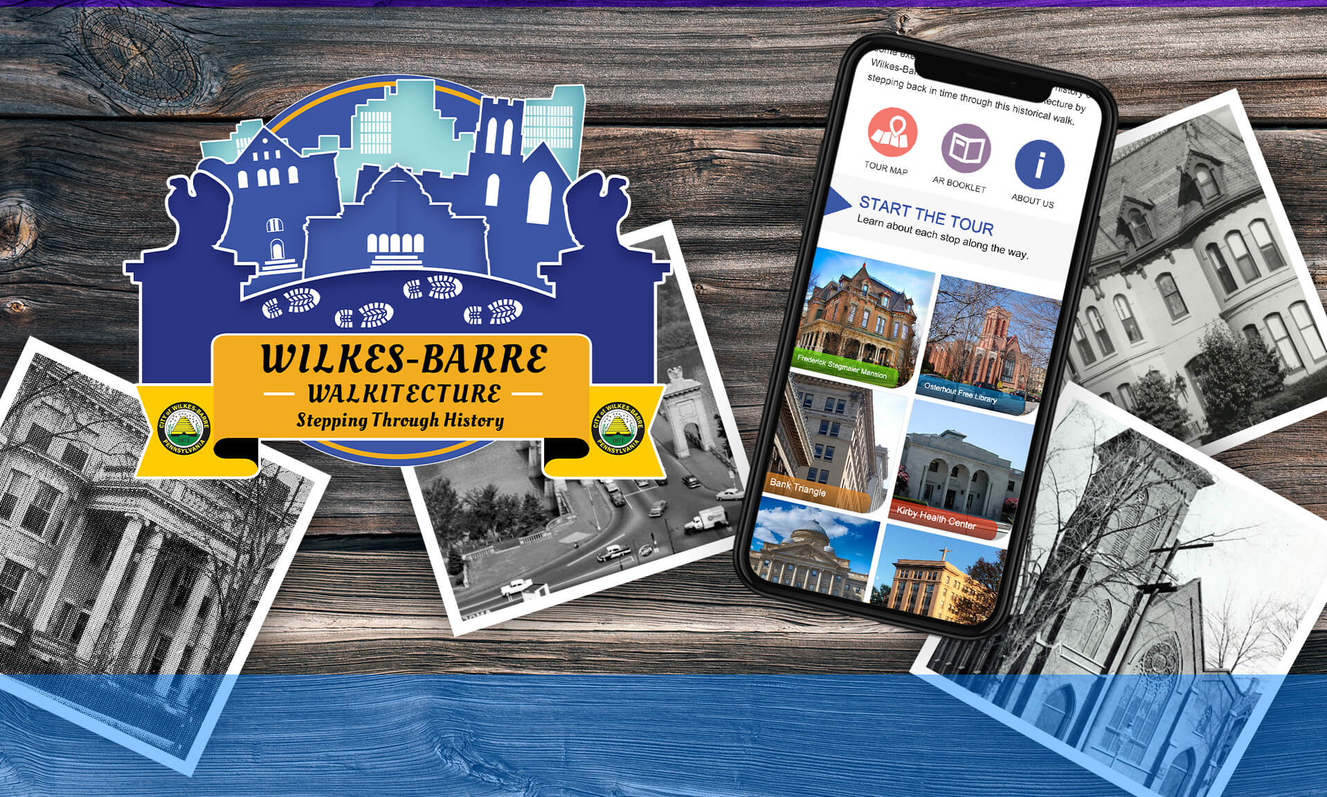 Wilkes-Barre Walkitecture app UI design