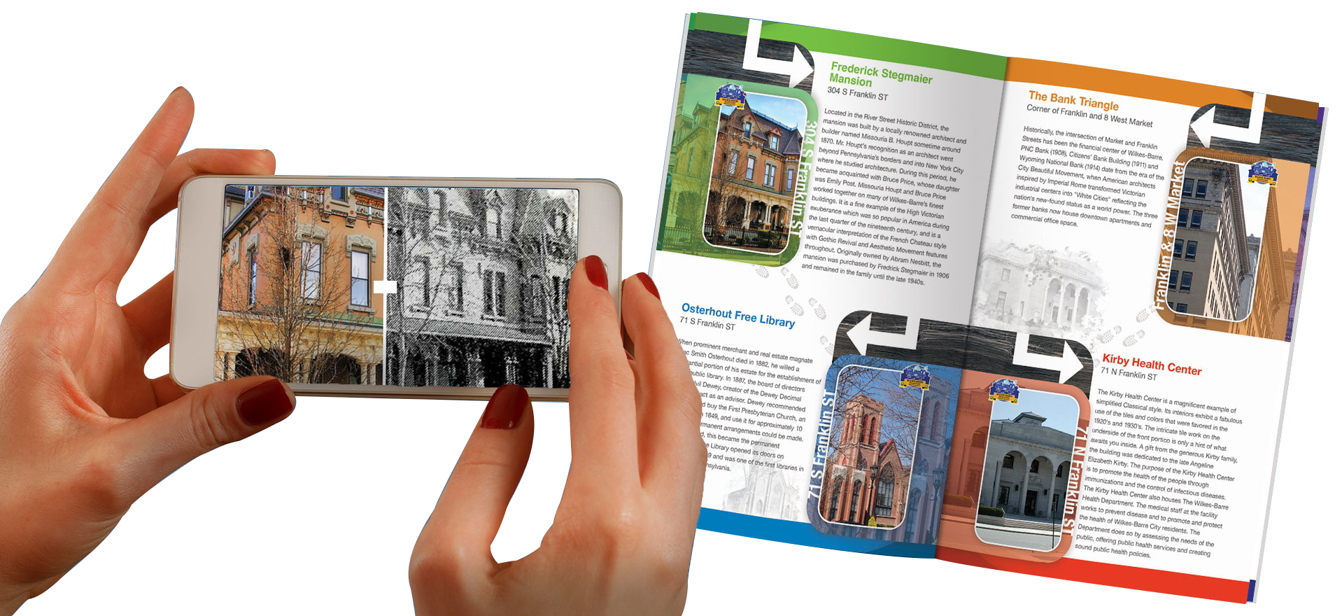Wilkes-Barre Walkitecture app scanning augmented reality booklet
